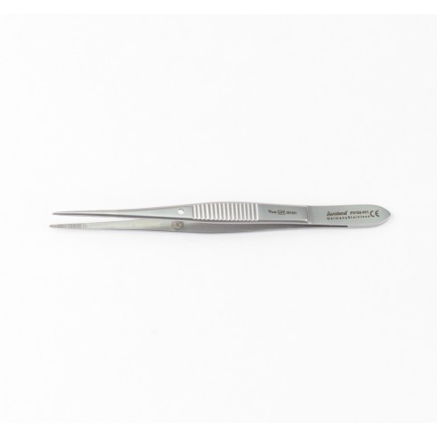 vedena® Feine anatomische Pinzette GRAEFE mit Führungsstift, gerade, Standardausführung (Arbeitsende 1,0 mm breit und fein gerieft), 100 mm (4“)