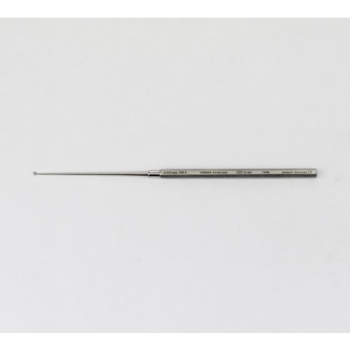 vedena® Ohrkürette BUCK, gebogen, stumpf, Fig. 0 = außen ∅ 2,0 mm, 150 mm (6“)