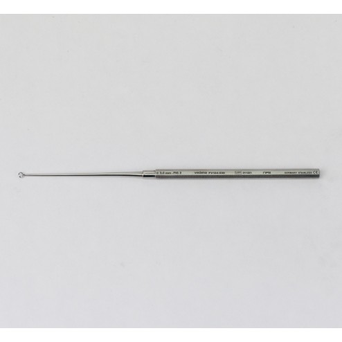 vedena® Ohrkürette BUCK, gebogen, stumpf, Fig. 2 = außen ∅ 3,0 mm, 150 mm (6“)